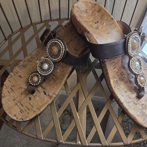 Vionic Beaded Brown Sandals - Size 8